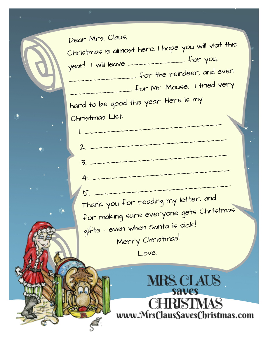 Mrs. Claus letter template preview.