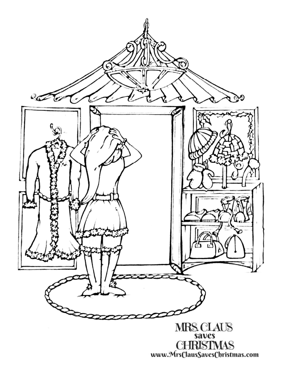 Mrs. Claus coloring page preview.